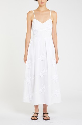 Pamučna haljina s cvjetnim aplikacijama