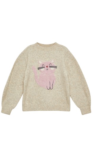 Pleten pulover s čupavom aplikacijom