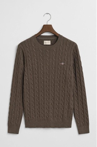 Cotton Cable Knit Crew Neck Sweater
