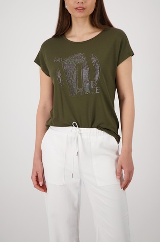 Viscose-blend T-shirt with rhinestones