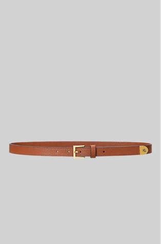 Pebbled Leather Skinny Belt