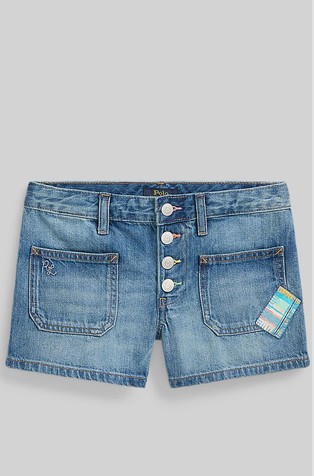 Pamučne denim kratke hlače s našivcima