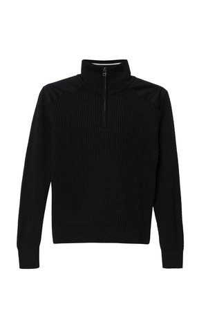 Pleten pulover s djelomičnim kopčanjem i našivcima na ramenima