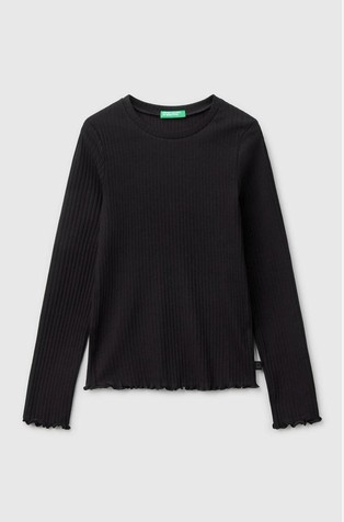 Slim fit rebrasta pamučna majica dugih rukava