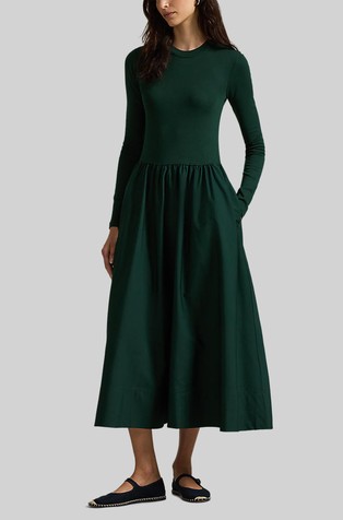 Pamučna haljina dugih rukava