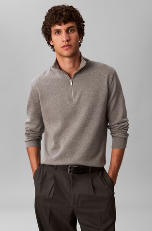 Pleten pamučni pulover s djelomičnim kopčanjem