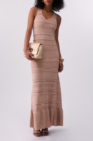 Long openwork knit dress wit lurex