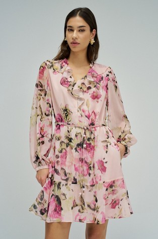 Kratka haljina s cvjetnim uzorkom i volanima