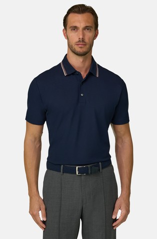 Polo in Stretch Cotton Blend Piqué Cool Jade-Fresh