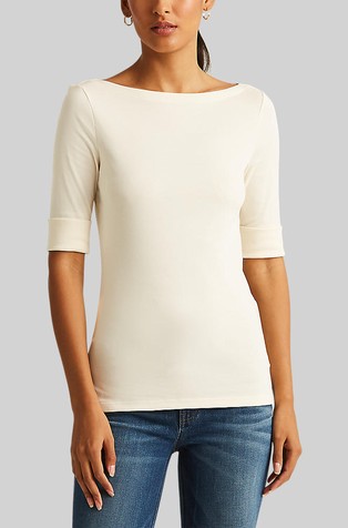 Stretch cotton short sleeved top