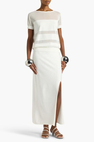 Knit T-shirt with sheer inserts