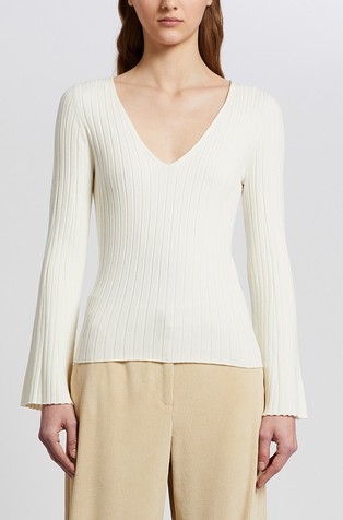 Ribbed V-neck sweater
