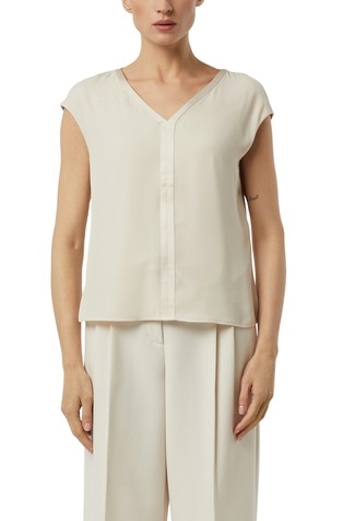 Blouse shirt in a fabric mix with satin edging