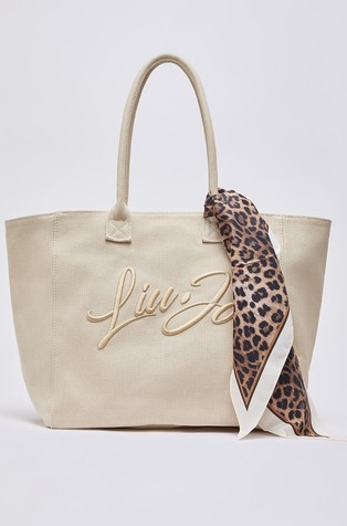 Cotton canvas logo tote bag with foulard