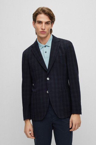 Slim fit kariran sako od mješavine vune