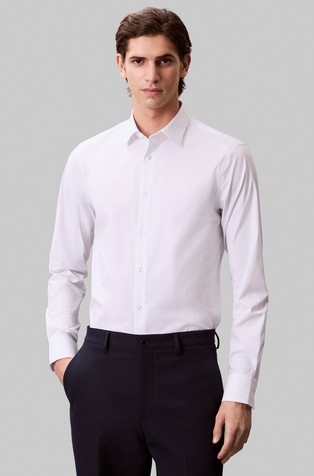 Slim fit rastezljiva pamučna košulja s mikrouzorkom