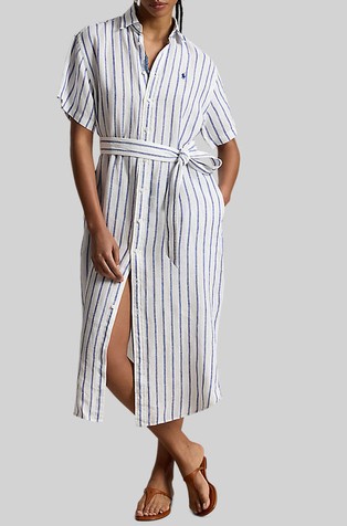 Lanena košulja-haljina s prugastim uzorkom