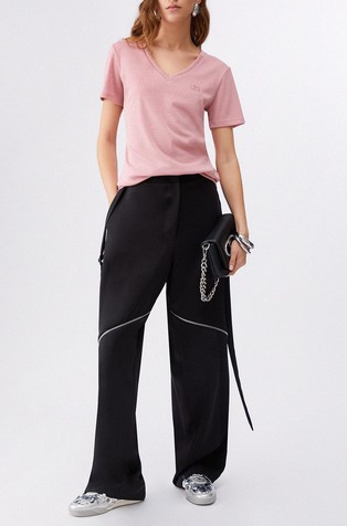 Majica s V-izrezom i svjetlucavim lurex vlaknima