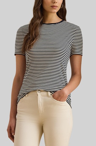Prugasta majica kratkih rukava od rastezljivog pamuka
