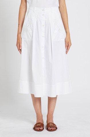 Midi suknja s vezovima na džepovima