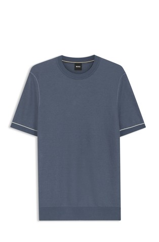 Short-sleeved cotton-blend sweater