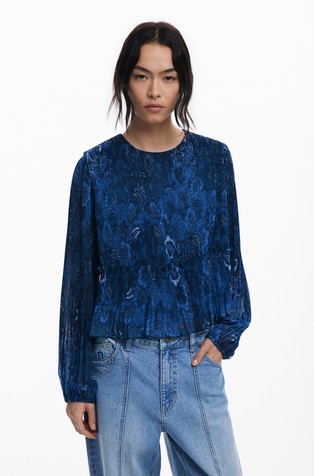 Plisirana bluza dugih rukava