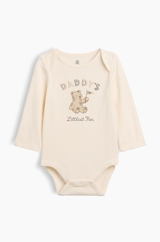 Pamučni body dugih rukava s otiskom za bebe