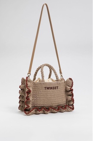 Crochet shoulder bag with flounces