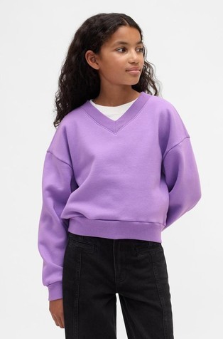 Relaxed pulover s V-izrezom za djevojčice