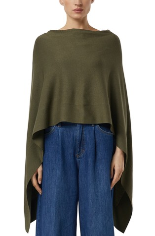 Soft viscose-blend poncho in fine knit