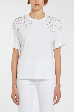 Pamučna majica s aplikacijama s ukrasnim kamenčićima