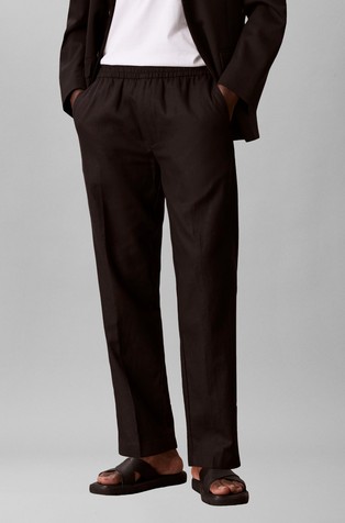 Linen Blend Drawstring Trousers