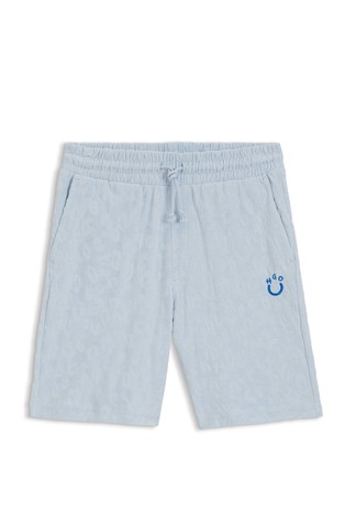 Cotton-towelling shorts with leopard jacquard