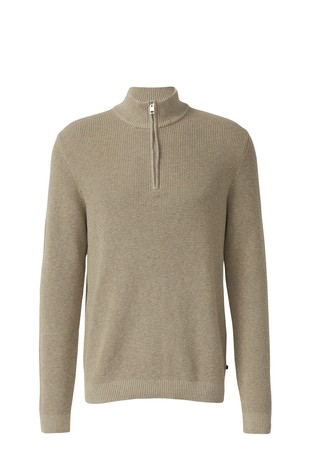 Sweater with structure and troyer collar