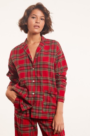 Tam karirani gornji dio pidžame dugih rukava