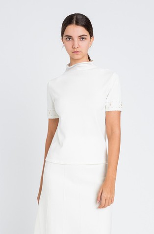 Pletena majica od mješavine viskoze s ukrasnim kamenčićima