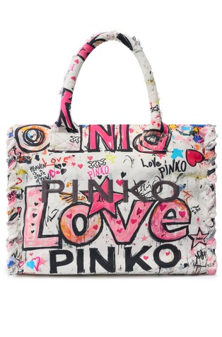 Beach shopping tote in canvas with lettering