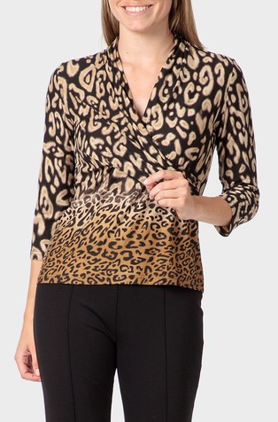 Animal print T-shirt with 3/4 sleeves