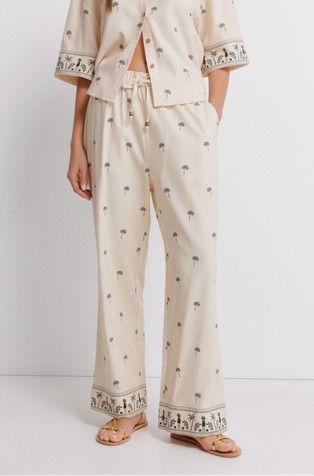 Hlače od mješavine viskoze s uzorkom palmi