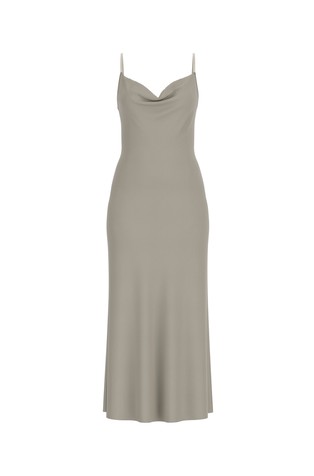 Duga satenska haljina s naramenicama