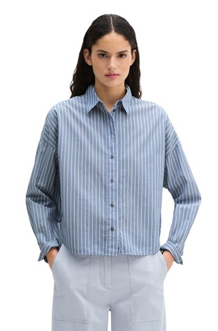 Striped loose shirt in cotton chambray