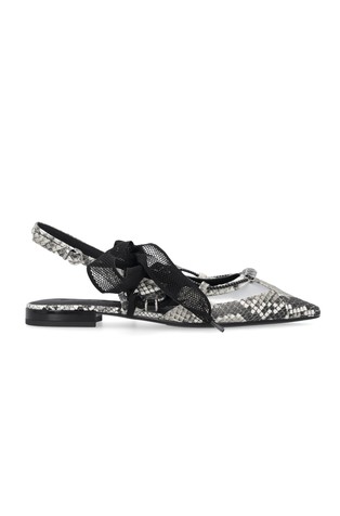 Slingback ballerinas with python print and ties