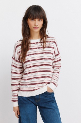 Teksturirano pleten pulover s prugastim uzorkom