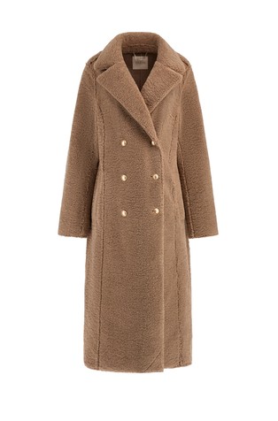 Čupav kaput s dvorednim kopčanjem