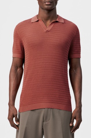 Strukturirano pletena pamučna polo majica