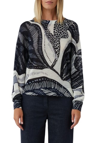 Relaxed fit pleten pulover od mješavine vune s uzorkom