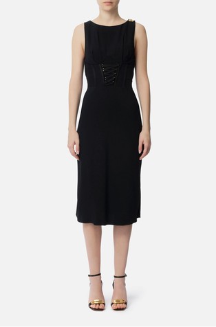 Haljina bez rukava od satenske krep tkanine