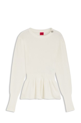 Pleten pamučni pulover s uklonjivim cvjetnim brošem