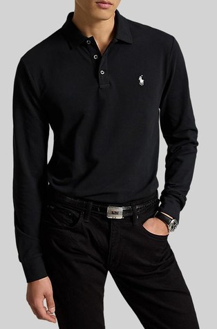 Custom slim fit rastezljiva polo majica s mrežastom strukturom