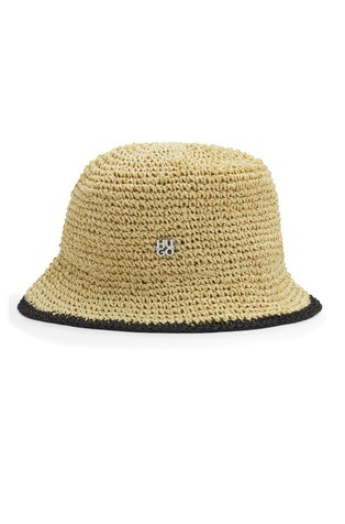 Raffia bucket hat with logo